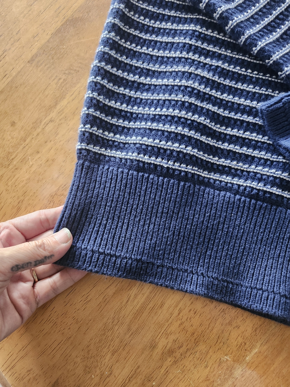 Northern Reflections Navy & White Striped Cotton Crewneck | Medium Classic - Picture 4 of 6